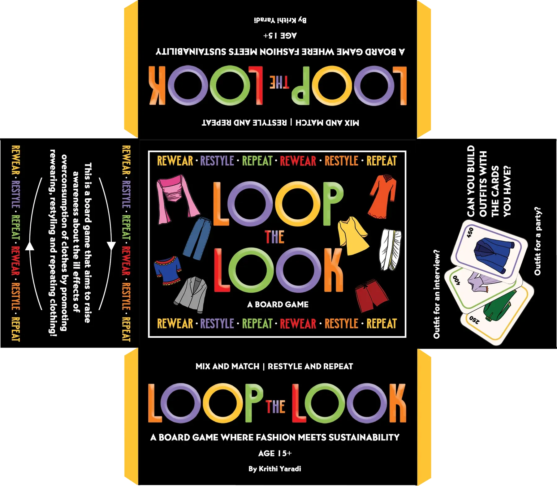 The box print layout, flat, with the game’s blurb and credits